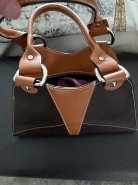 Structured Brown and Tan Women's Handbag